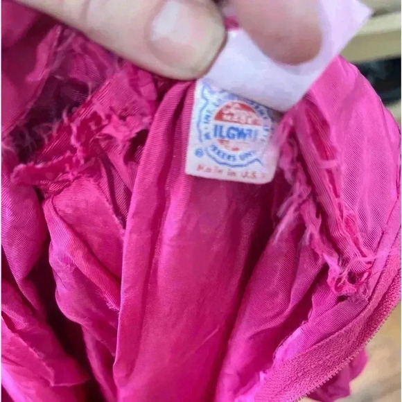 Vintage pink 80’s taffeta maxi dress matching shawl smocked top-Sm - Picture 12 of 14